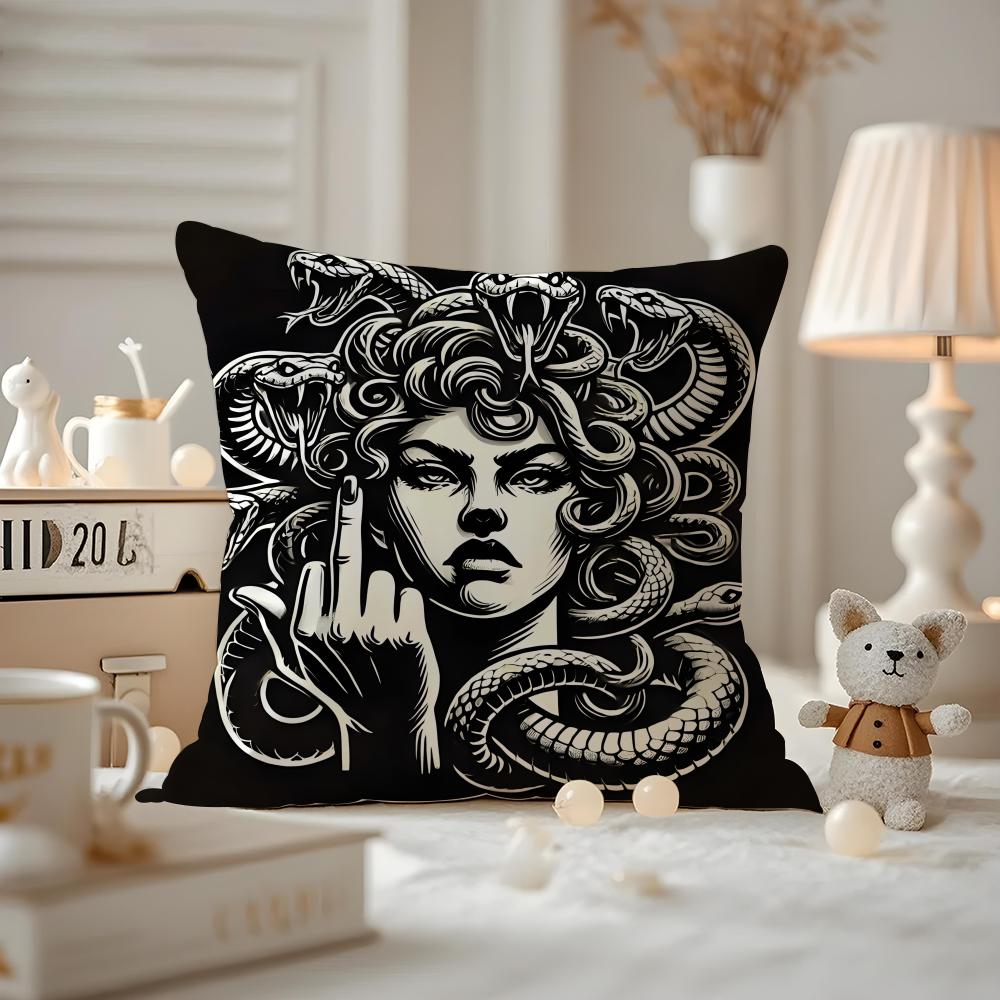 Funny FriendsCartoon Illustrations Cushion Cover Anti-dustmite Pillowcase Invisible Zipper Silky Short Plush Sofa Cushion Cover