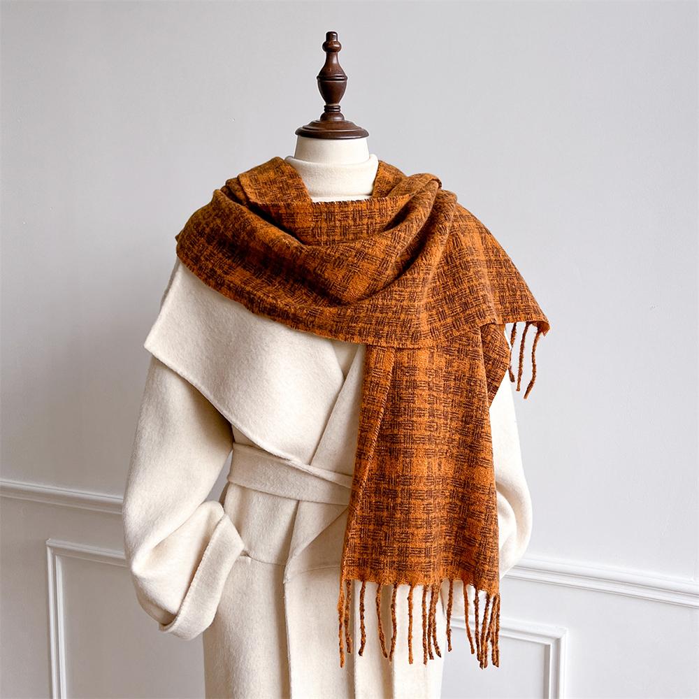 

Scarf female Winter British Classic Checker Thickened Students Autumn Long Shawl Male Neckerchief Bufanda Tassel Scarves 30x180CM