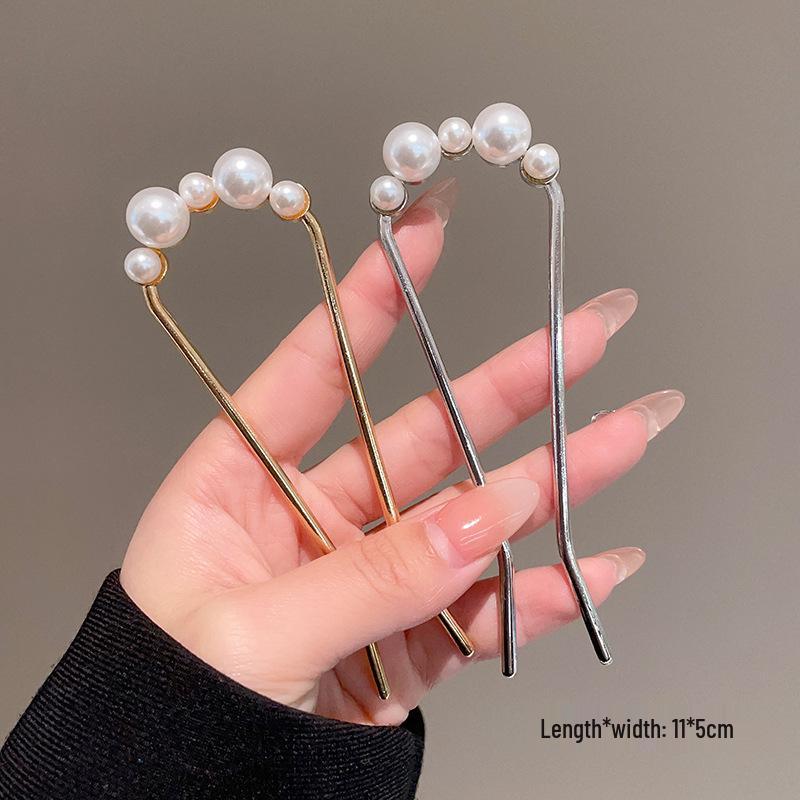Spring 2025 High-End Pearl U-Shaped Hairpin – Ancient Style Chinese Hair Styling Accessory for Women