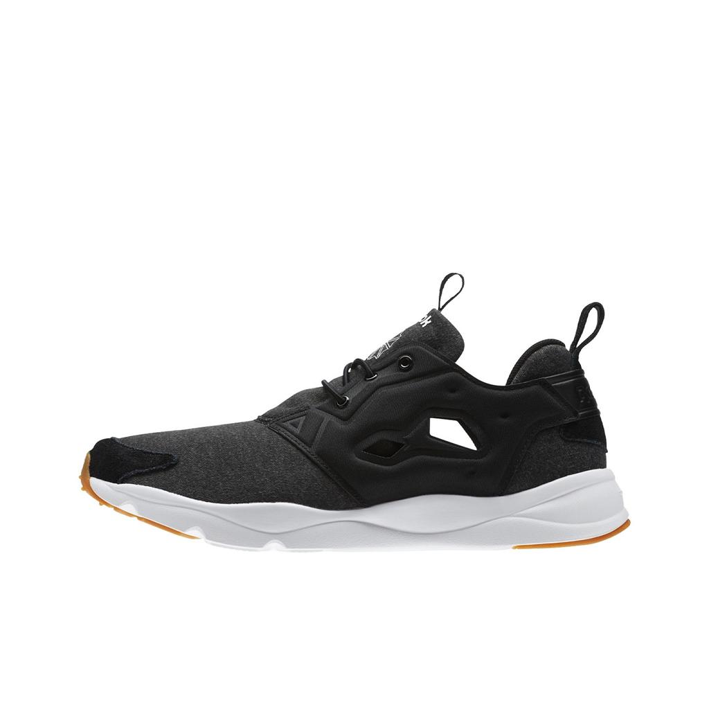 Reebok Furylite Heather Fabric Synthetic Leather Comfortable Breathable Lightweight Low Top Lifestyle Shoes Unisex Sneaker Black CM9949