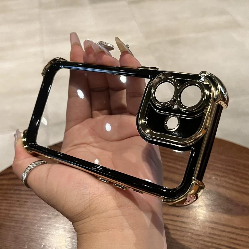 Luxury Electroplate Transparent Phone Case For For Iphone 15 14 13 12 11 16 Pro Max Plus X Xs XR Max Bumper Shockproof Clear Cover