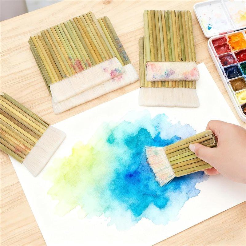 Premium-6 Size Brushes Set, Wide Glaze Brushes For Pottery And Ceramics, Soft Wool Painting Brush With Bamboo For Watercolor