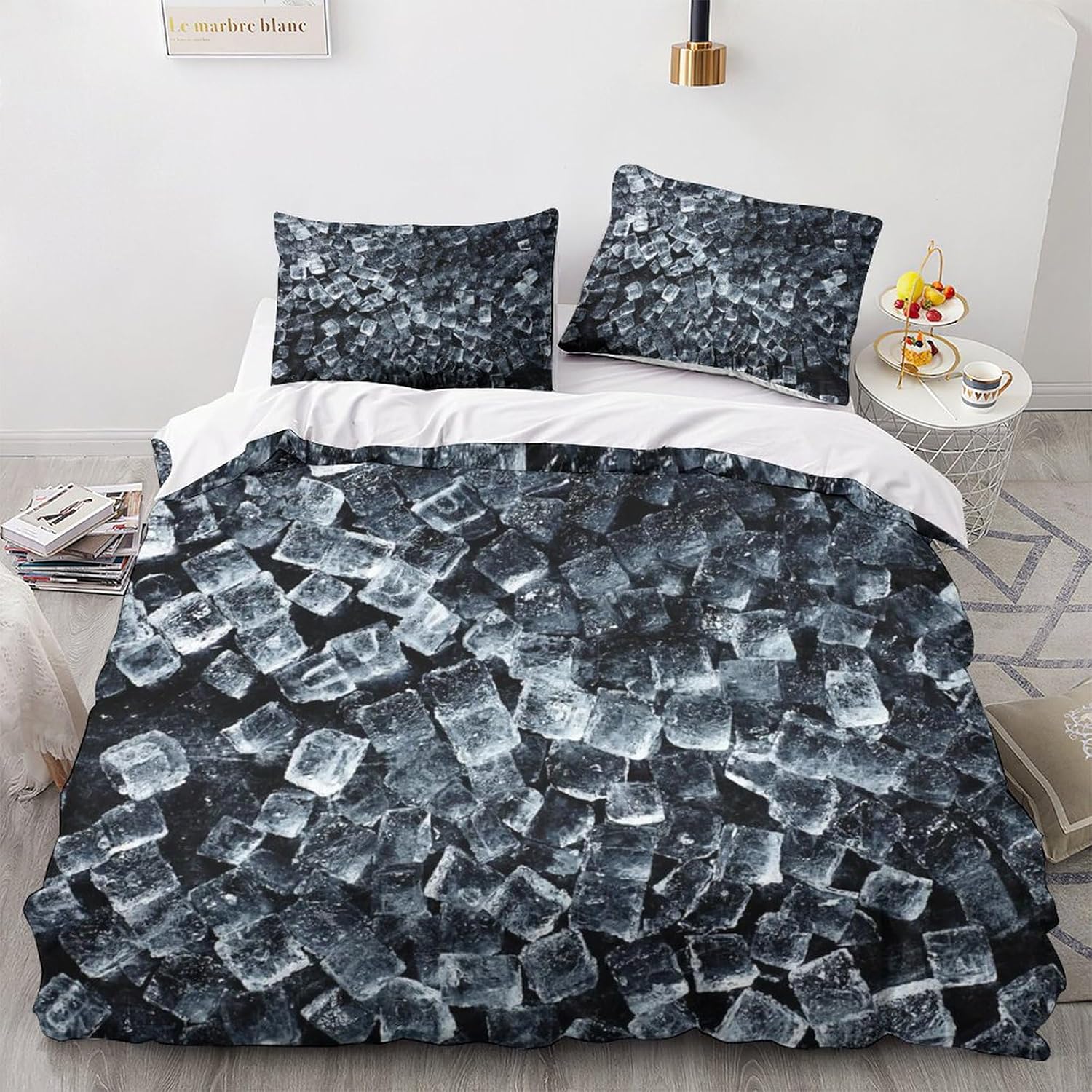 

Ice Cube Duvet Cover Set 3D Ice Pattern Twin Queen Bedding Set Microfiber Summer-Cool Comforter Cover For All People 2/3 Pieces EU Single(135x200cm)