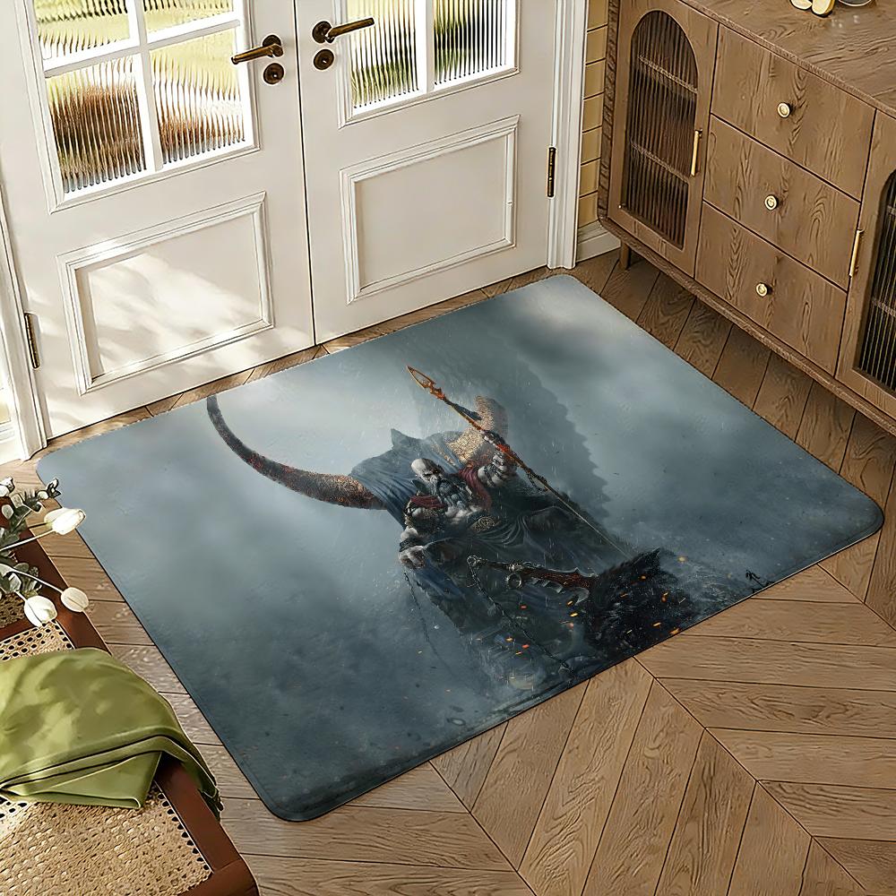 God Game War of Floor Mat Soft Thickened Absorbent Non-Slip Bedroom Living Room Door Mat Home Decor Flannel Rugs