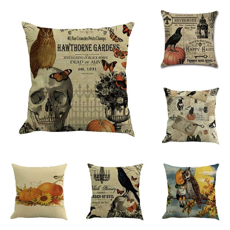 Happy Halloween Pillow Cases Linen Sofa Bedroom Office Cushion Cover Decor Home