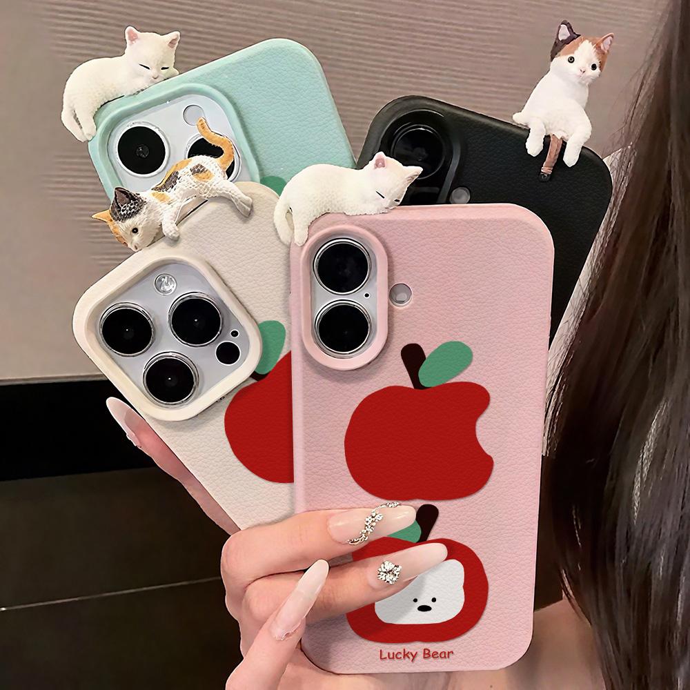 3D Phone Case for iPhone 11 13 17 Pro Max 17 Air Case iPhone 13 15 16 Pro Max 12 14 Pro Max 14 15 Plus Cute 3D Kitten Cartoon Leather