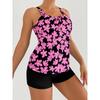 2026 Sexy Strappy Tankini Floral Printed Swimsuit Women Two Pieces Shorts Swimwear Female Bathing Swimming Suit Beachwear Summer