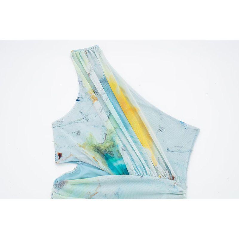 Fashion Style Summer Women's Opening Design Slim Looking All-Matching Graceful Slim Fit Print Silk Net Dress 5039383