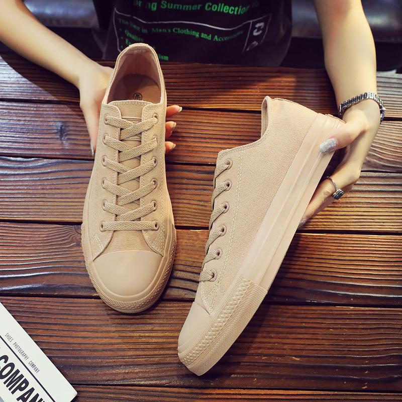 Nuove Scarpe di Tela Color Tè al Latte Casual Coreane Classiche con Lacci Scarpe di Stoffa Uomo Donna Coppia Suola in Gomma Scarpe Vulcanizzate Sneakers