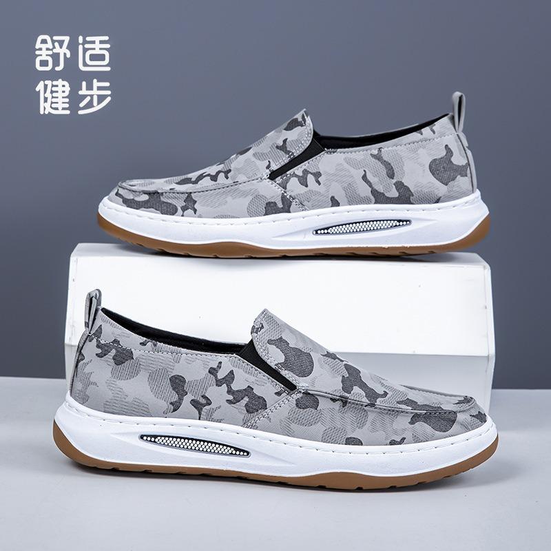 Casual Men's Shoes Flat-soled Canvas Shoes Soft Soles Light and Breathable Summer New Single Shoes Walking Comfortable Versatile Shoes
