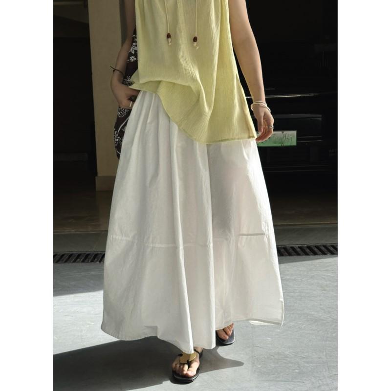 Johnature Japanese Simple Solid Color Skirts Women Summer Casual Comfortable Skirts