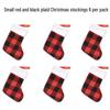 Red and Black Plaid Christmas Stocking Ornaments with Plush Details