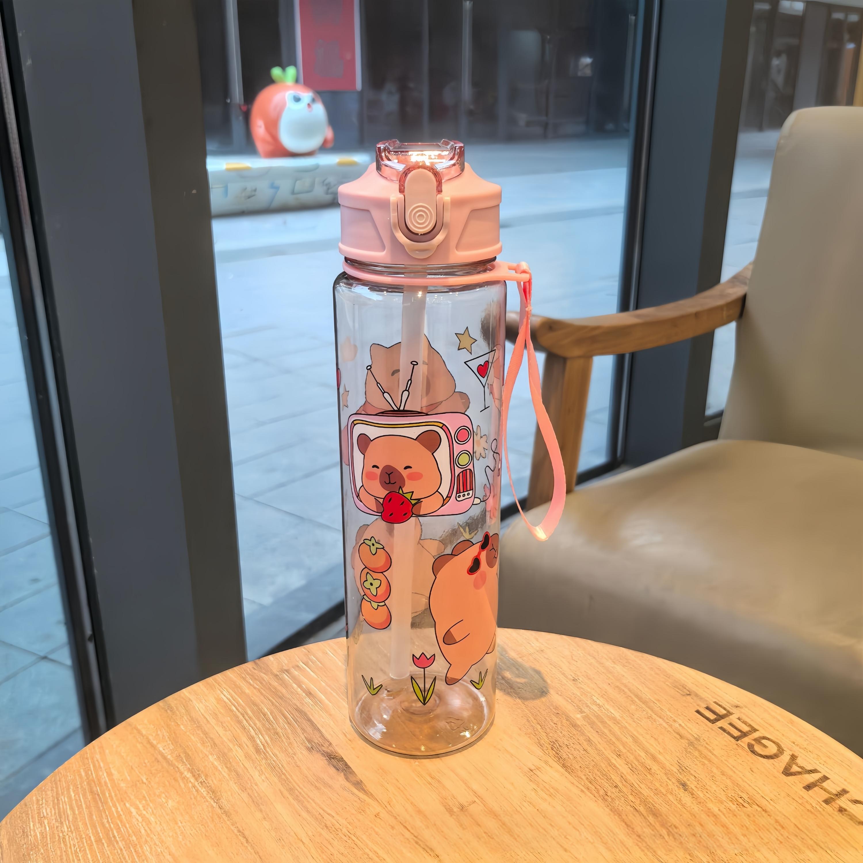 

800ML Kids Water Sippy Cup Cartoon Cup with Straws Leakproof Water Bottle Outdoor Portable Children s Water Cup With Hand Rope 800ml розовый