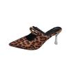 Leopard Women High Heels Slippers Summer New 2026 Pointed Toe Heeled Shoes Mules Sexy Sandals Trend Party Pumps Woman Zapatos