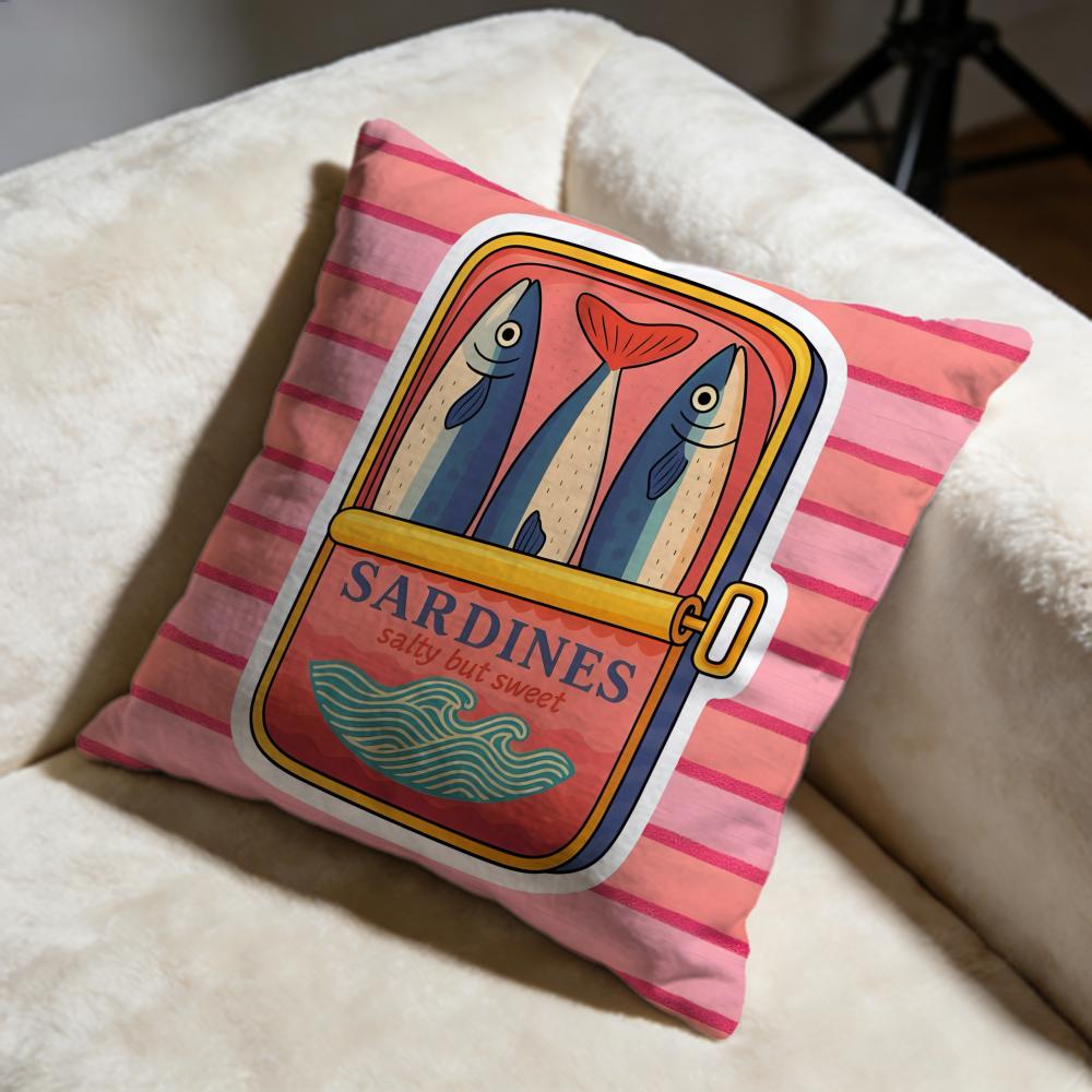 Sardine Can Cushion Cover Soft Decorative Pillow Case Suitable For Bedroom Sofa Car Travel Use