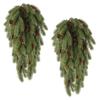 Artificial Pine Needles Hanging Vine with Plastic Faux Pine Cone Fake Plants for Christmas Party Home Indoor Outdoor Decor