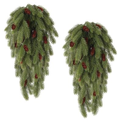 Ghirlandă suspendată artificială cu ace de pin cu conuri de pin false din plastic, plante artificiale pentru petrecerea de Crăciun, decor de casă interior exterior