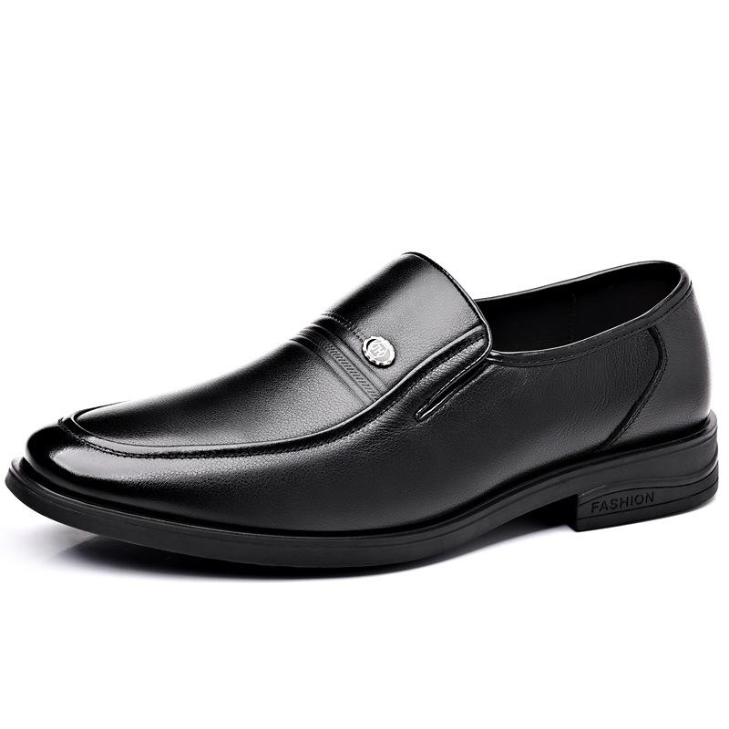 Pánské kožené boty z první vrstvy z hovězí kůže, prodyšné obchodní boty, pánské britské stylové protiskluzové boty z pravé kůže