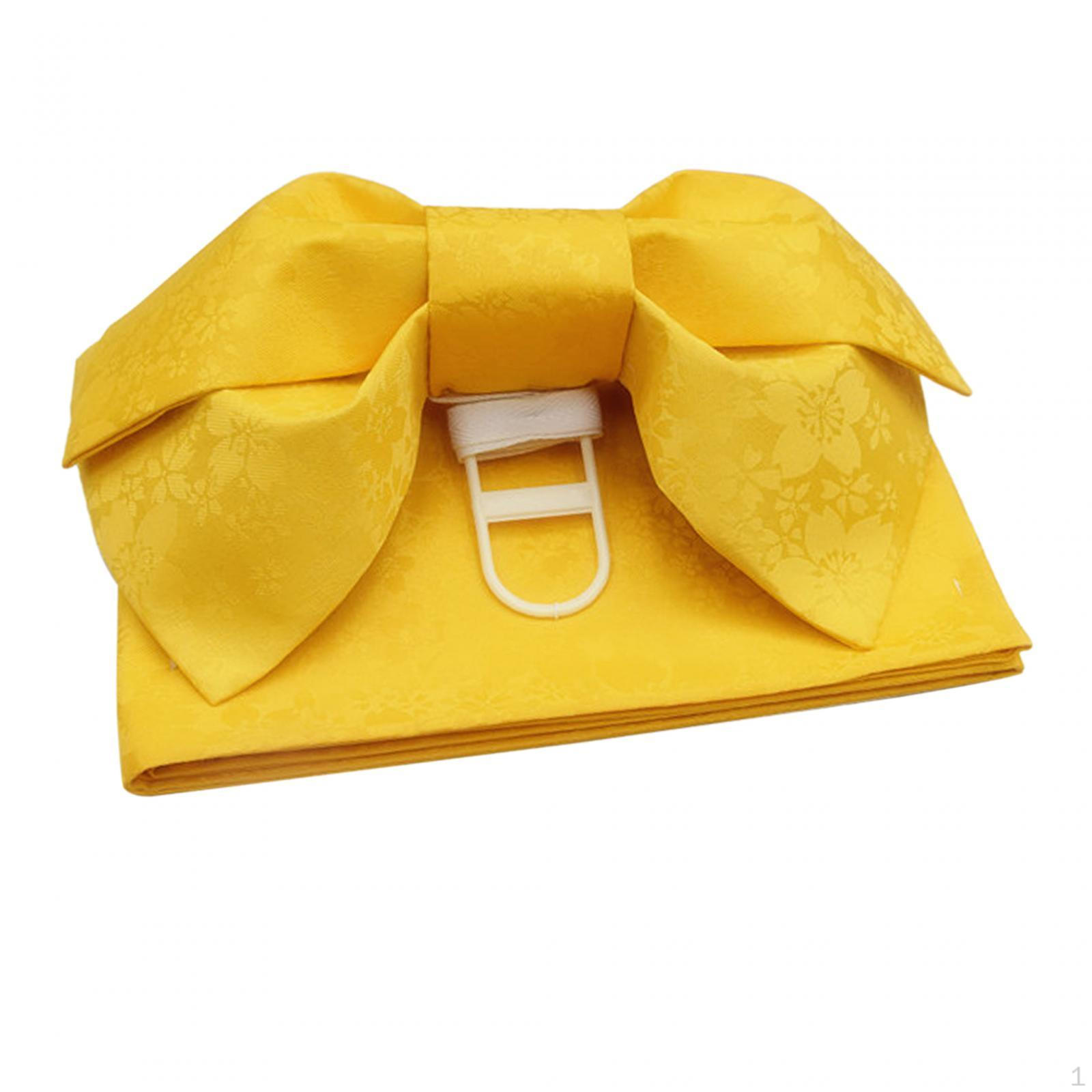 

Японский пояс-оби для кимоно, портативный традиционный поясной ремень, легкий с предварительно завязанным ремнем жёлтый