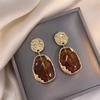 New Korean Fashion Earrings Zircon Square Stone Earrings Vintage Gold Color Small Earrings for Women Jewelry Accessorries Gift