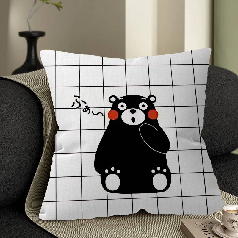 KKumamons Bear Pillow Covers Cartoon Sofa Decorative Home Doublesided Printing Short Plush Cute Cushion Cover