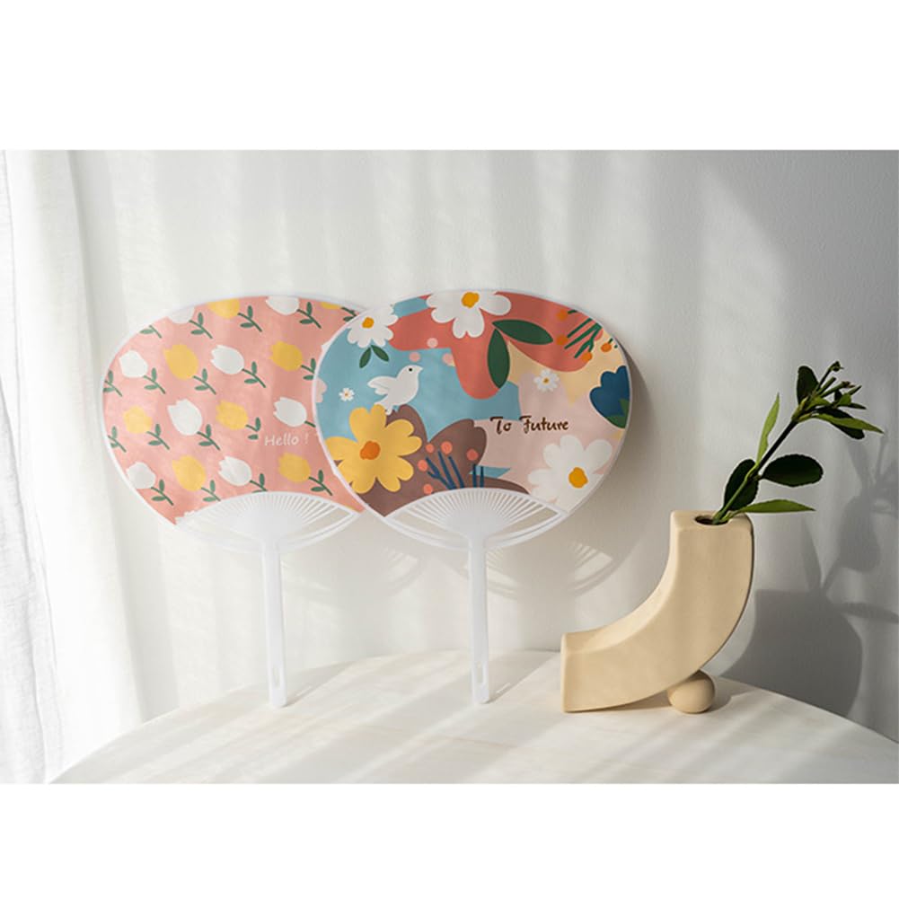 MinniLove Iuchi Uchi Cute 4 Extra Cool and Perfect for Sports Fireworks and Parties of 4 Floral Fans, Designs, Types, Large, Lightweight, Summer,