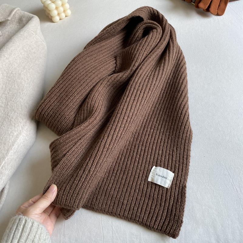 Solid color knitted scarf women's autumn and winter Korean version of student wool versatile warm thickened scarf couple trendy male couple