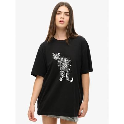 Übergroßes T-Shirt Schwarzer Leopardenmuster Grafikdesign Lässige Streetwear Für Frauen