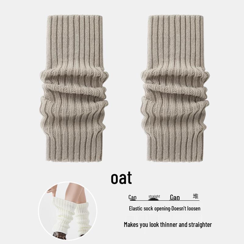 

Women s Thick Knitted White Leg Warmers with Knee Pads 40CM Knitted Sleeve