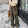 XHK2553 Large Winter Maillard Style Corduroy Pants - Elastic Waist, Retro, Plus Size