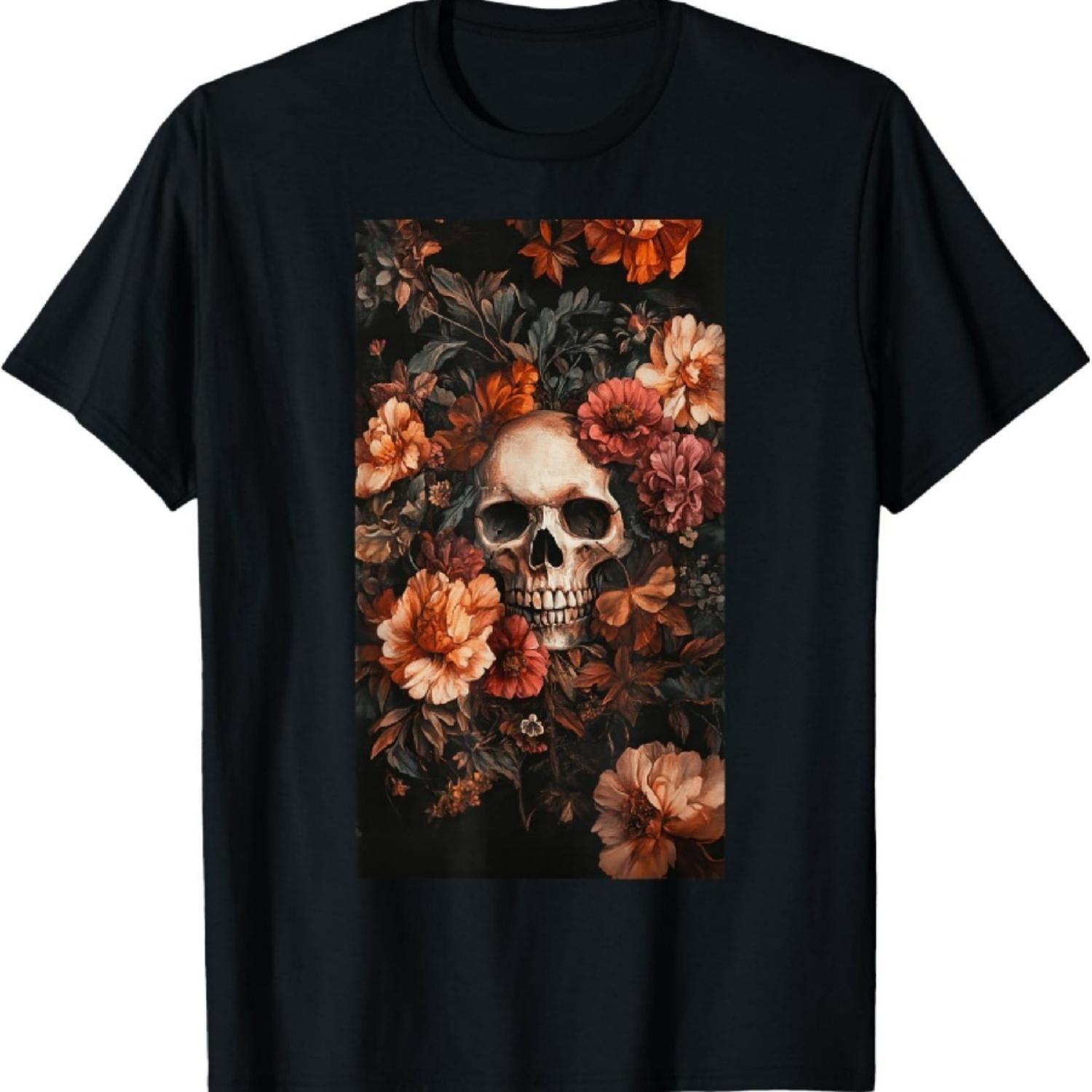 

Цветочные Едва Уловимые Акценты Черепа Футболка с артом Черепа XXXXXL чёрный