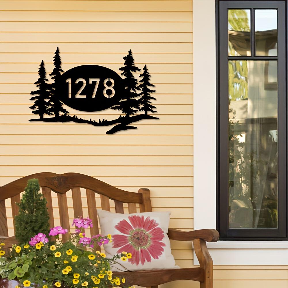 Metal Forest Address Sign Outdoor Wall Decor Custom House Number Plaque Easy Install