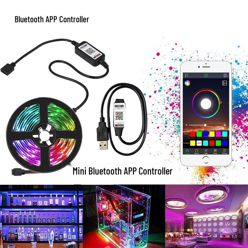 5V RGB LED Strip Lights with Remote & Bluetooth Music Sync for TV Background
