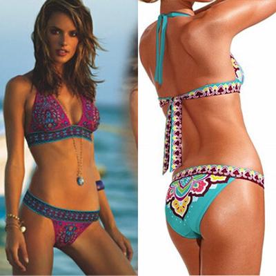 Floral Printed Women Bikini Set Push-up Swimsuit Two Piece Bathing Suit Triangle Bikini