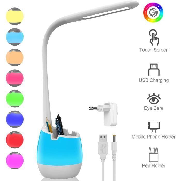 ERAY Lampe À Poser Pour Enfants Avec Porte-Crayon-Batterie Rechargeable De 2000mAh- Veilleuse Colorée 29 X 14,8 X 11,4 Cm