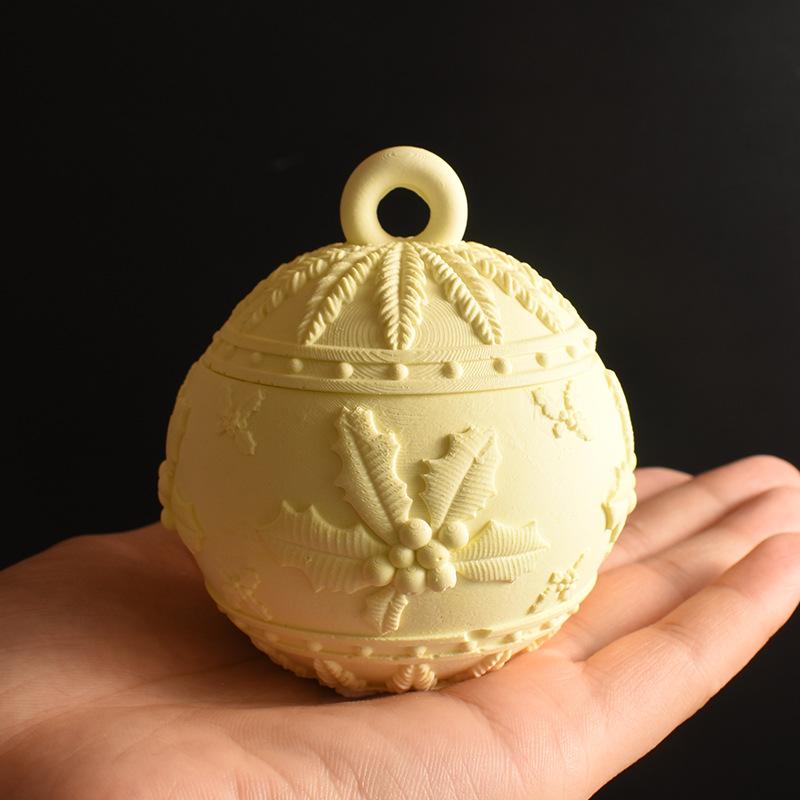 Christmas Round Ball Jar Silicone Mold With Lids Diy Handmade Concrete Relief Snows Berry Scented Candle Vessel Molds Xmas Decor