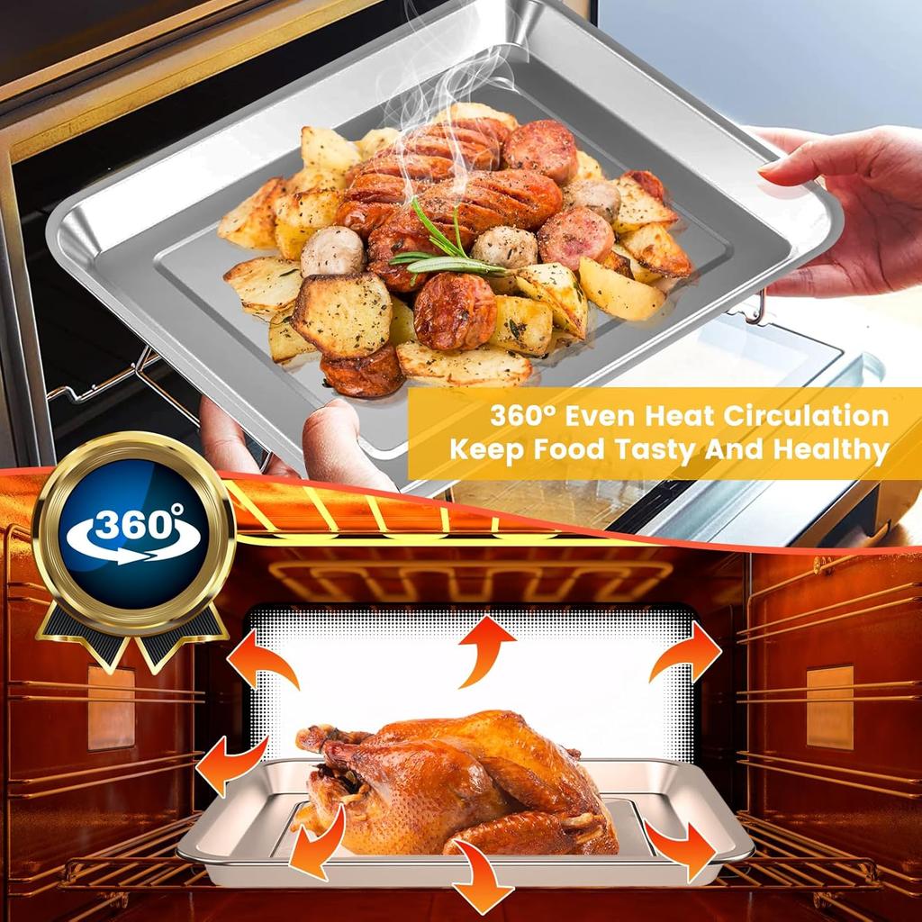 Air Fryer Tray Replacement for Cuisinart TOA-60 TOA-65 TOA-70 Toaster Air Fryer Convection Oven, 12.2*11'' Non-stick Mesh Air Fryer Stainless Steel