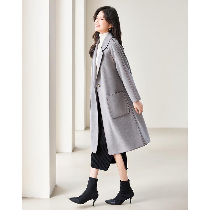Demana Women's Single-Button Lapel Double-faced Wool Coat