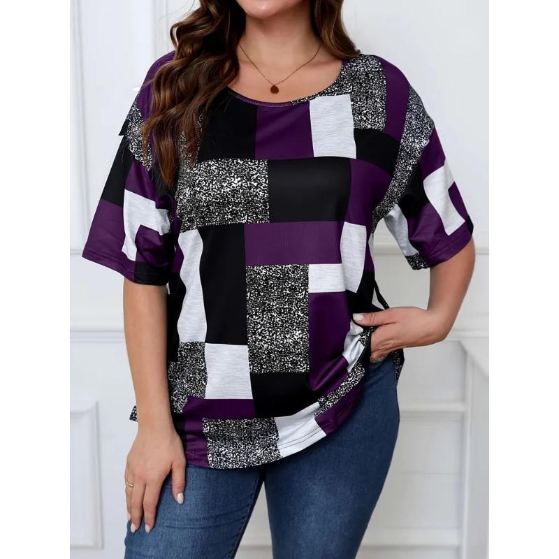 Simple Short Sleeve Fashion Women's Crew Neck T-Shirt 3D Simple Color Printing Crew Neck Short Sleeve