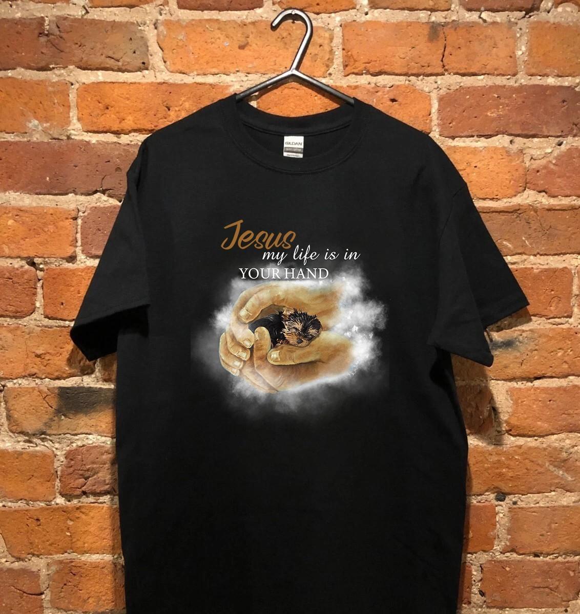 Yorkshire Terrier My Life Is In Your Hand Black Heavy Cotton T-Shirt XXXXL