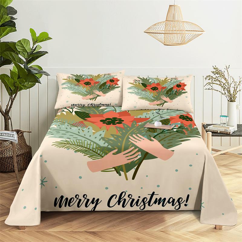Bedding Sets Christmas Print Bed Sheet Fashion Design Double Flat Sheet Boys Girls Bed Sheet Set Bed Sheets and Pillowcases