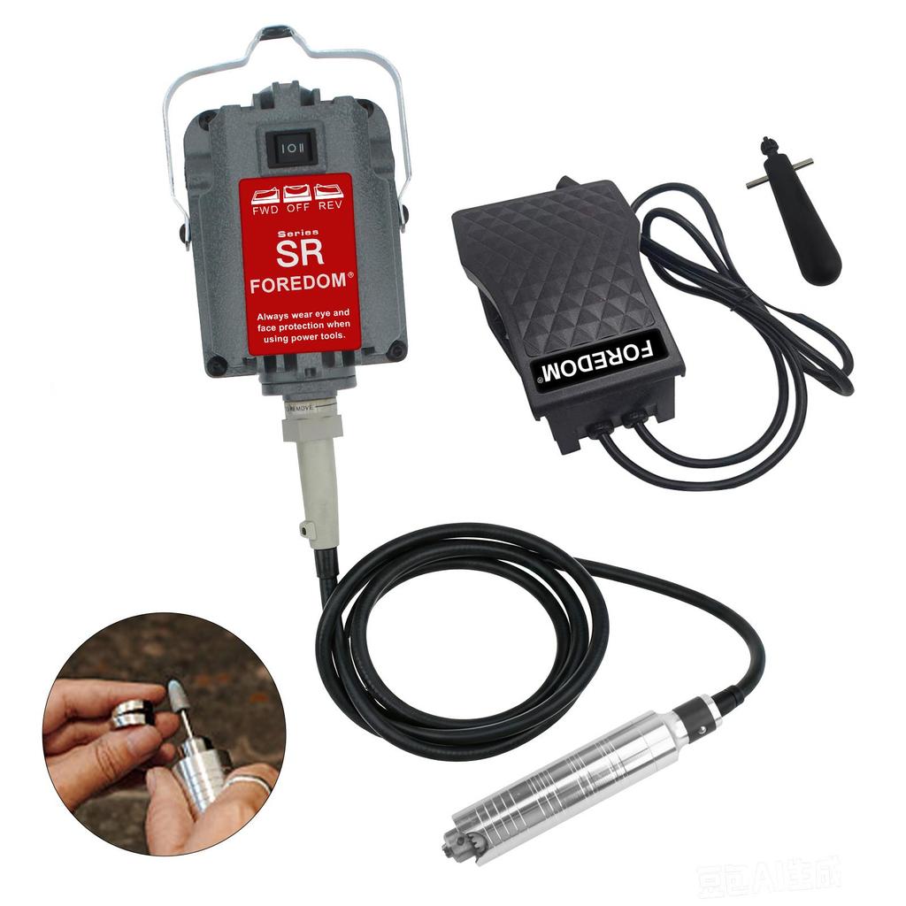 Sada rotačního nástroje pro šperkařství s flexibilním hřídelem (230W) - Bruska s regulací otáček 0-18000 RPM s nožním pedálem pro zlatnictví a výrobu šperků