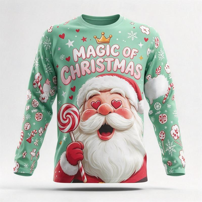 Autumn Winter Christmas Long Sleeved T-shirt Snowman Print Cotton Comfort Tees Funny Xmas Festival Party Top Casual Gift for Men