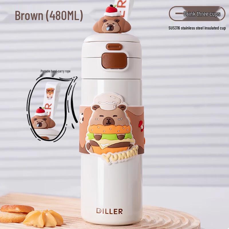 Dilebell 316L SS Capybara Double Drink Insulated Bottle