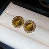 Melanoid Tiger Eye Heart Stud Earrings - Luxurious Fashion Jewelry Design