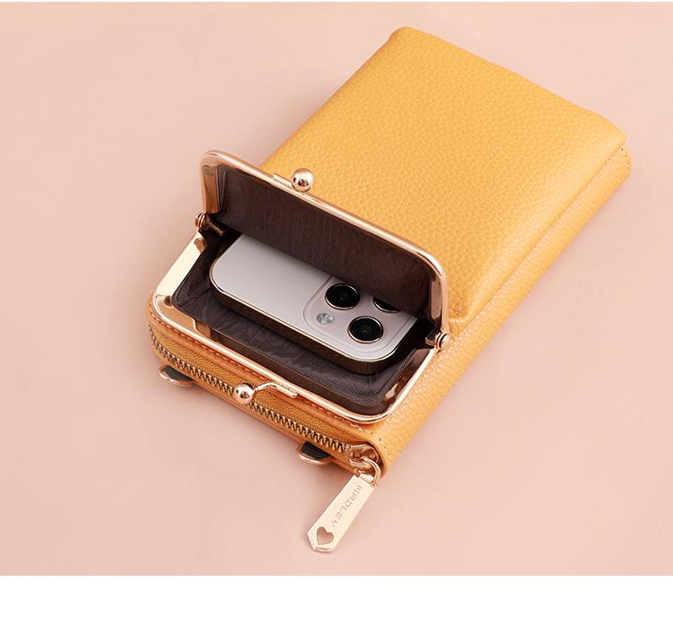 2025 Women's Korean Style Lychee Grain Large Capacity Crossbody Phone Bag & Wallet.