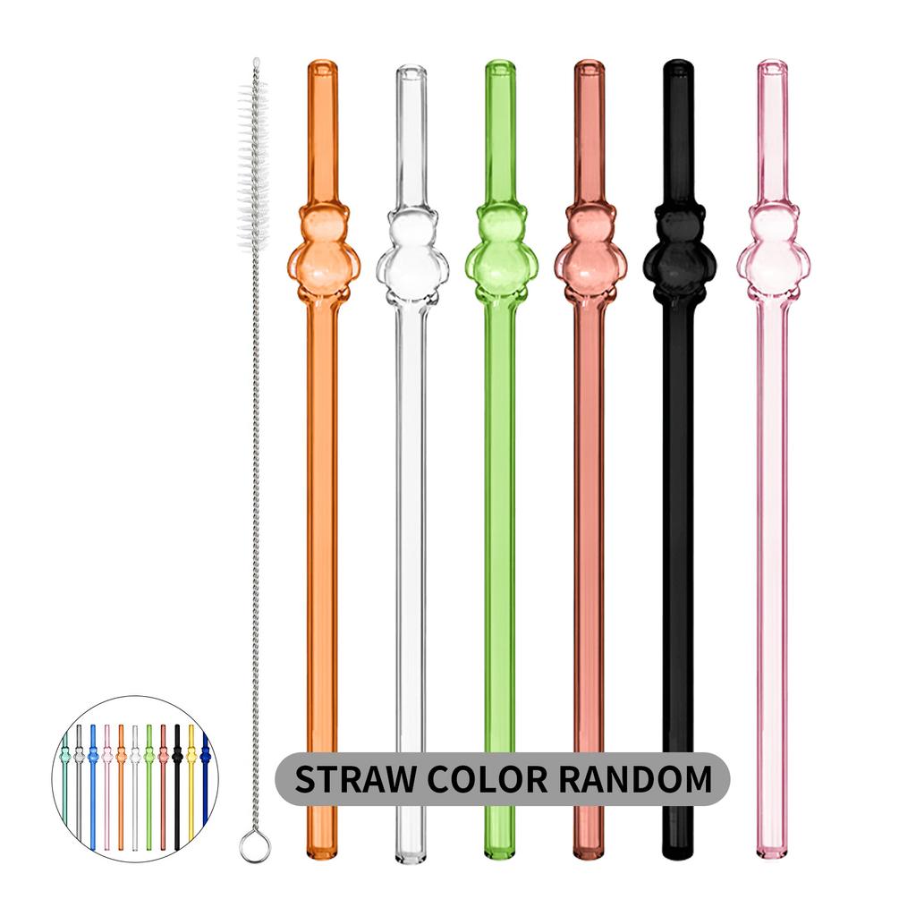 Straw Glass Straw Reusable Clear Bent Cute Straws for Drinking Smoothie Cocktail Shakes Beverages