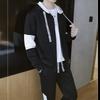 Tracksuit and Sweatsuit Plus Sizes Loose Stylish Hoodie with Long [foveitaa] Men's Set, Available, Fall/Spring Wear, Fit, Zip-Up Pockets, Sleeves,