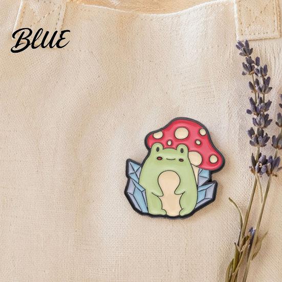 Bright Color Brooch Pin Frog Mushroom Design Lapel Enamel Glaze