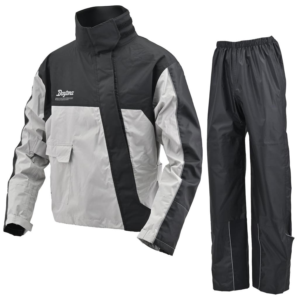 Daytona Motorcycle Rainwear Set and Water Pressure Waterproof Size 48297 (Top Bottom), 20,000mm Resistance, Stretch, Water-Resistant Zippers,
